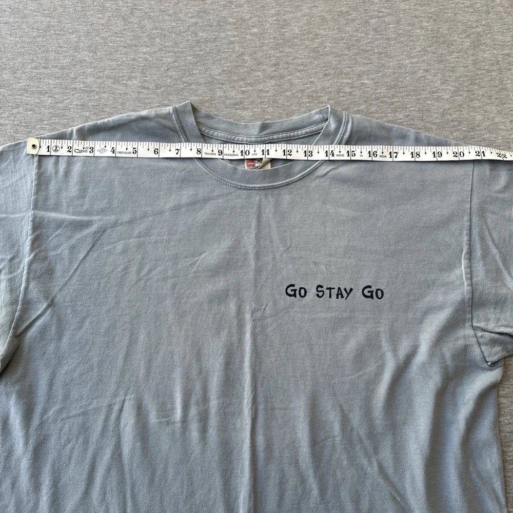 hanes beefy t-shirts Size L Light Blue Color Go Stay Go - Picture 2 of 14